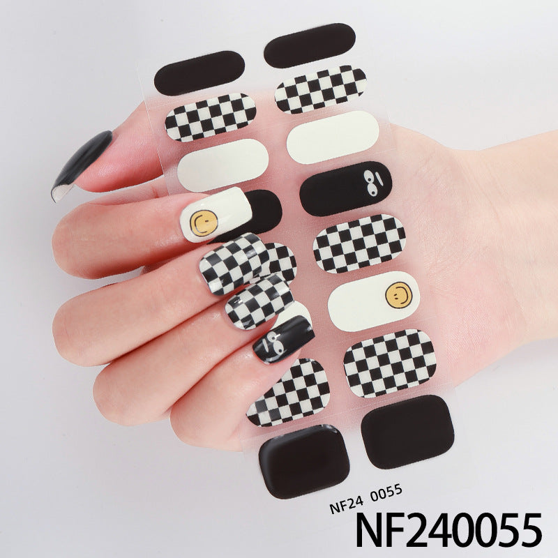 Zhengxiang factory customized gel nail stickers uv semi-cured nail polish glue hot stamping korean semi-cured nail art stickers wholesale