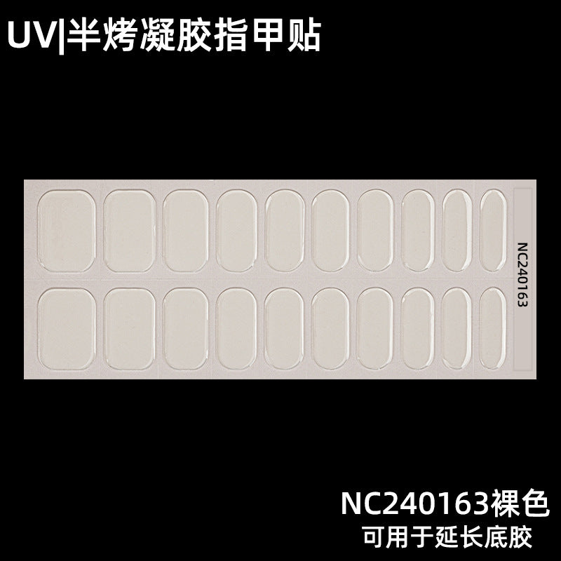 Zhengxiang custom gel nail stickers - solid color korean uv light therapy semi-cured nail stickers - waterproof cross-border wholesale