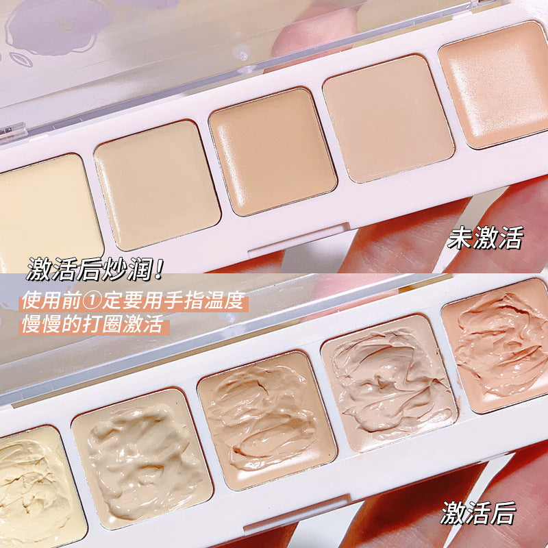 Xixi no-makeup beauty five-color concealer covers acne marks, dark circles, tear troughs, waterproof, non-removing concealer palette