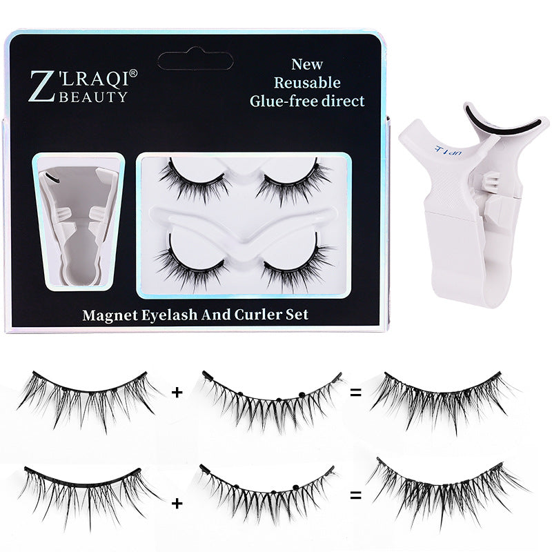 magnetic eyelashes for natural women, 2 pairs of black stem fox eyelashes, magnetic with clip set, european and american hot style