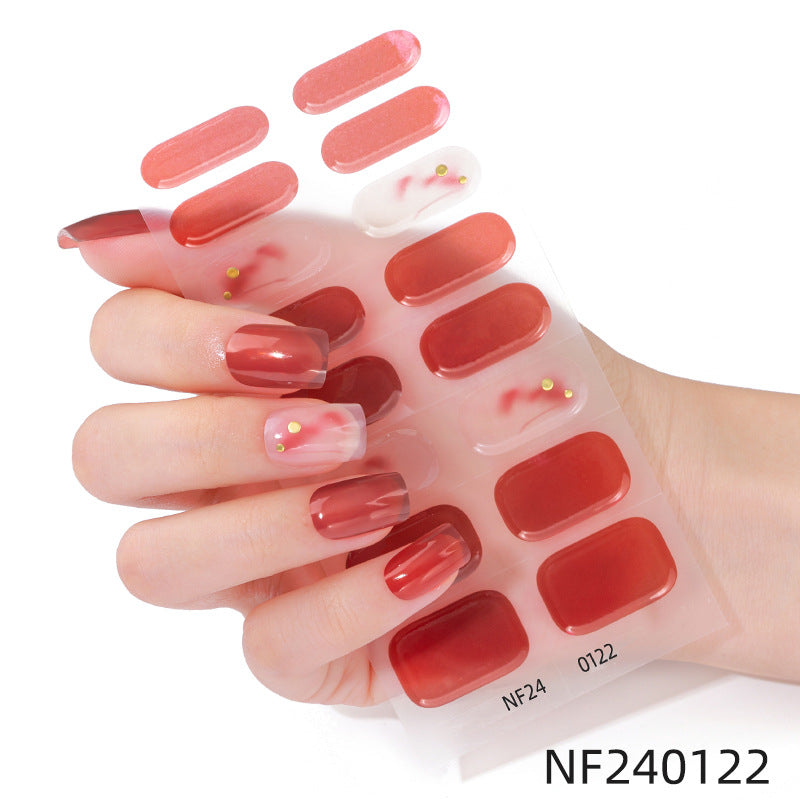 Zhengxiang personalized french gel manicure stickers hot glitter powder fashionuv baking lamp hardening semi-cured nail stickers