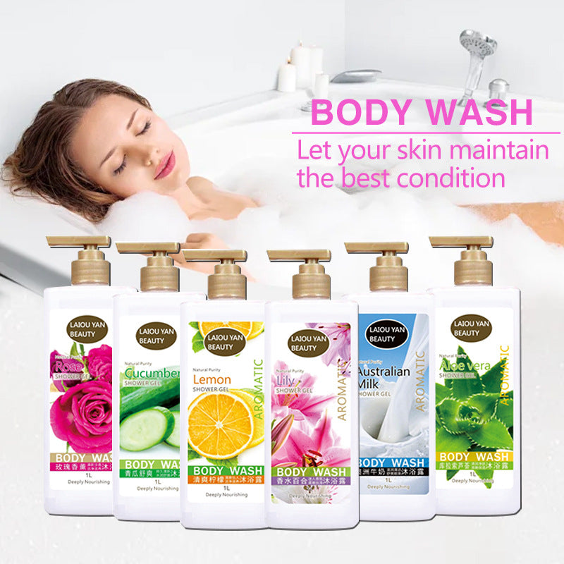 perfume lily shower gel - milk silky smooth skin, rich lather, refreshing & moisturizing, long-lasting fragrance