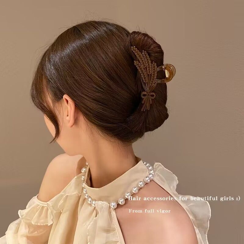 Wheat design classy hair clip, back of head, hair clip, women's summer large size elegance shark clip hair accessories