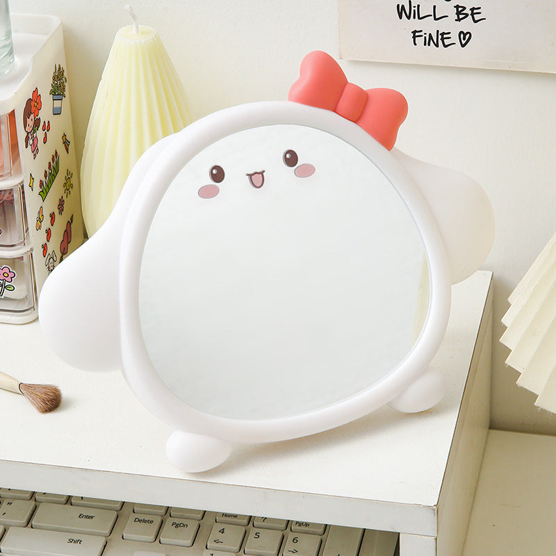 Desktop plastic desktop foldablefor home milk cute bows portable storage makeup mirror beauty mirror home mirror