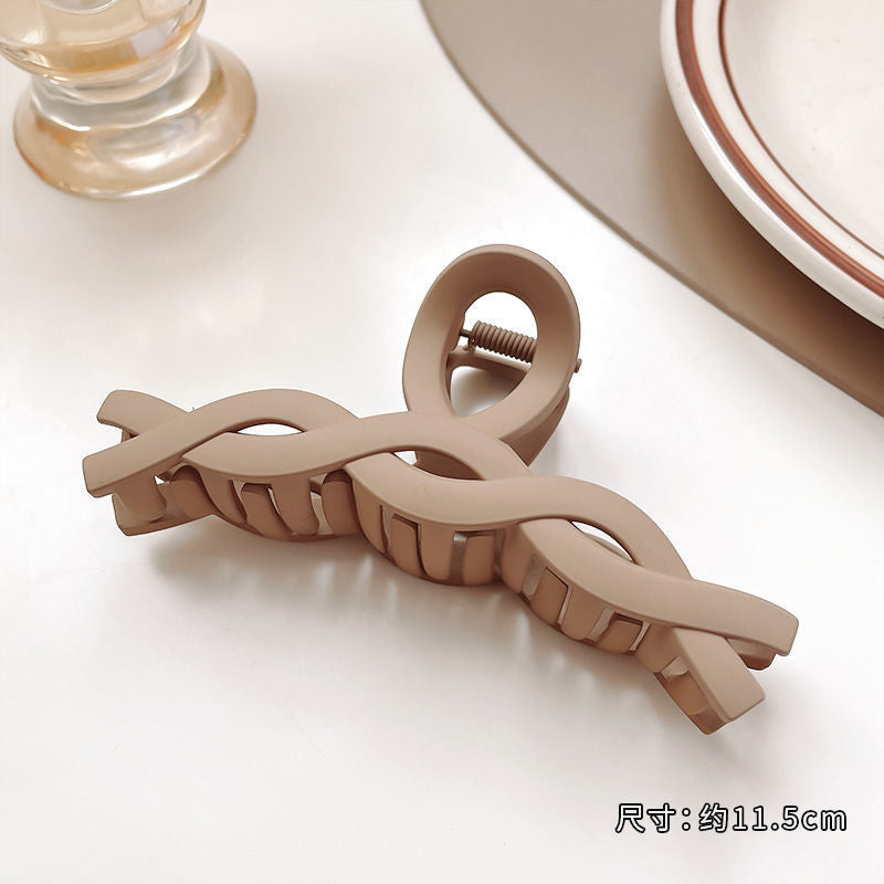 Springnew arrivaleasiest for match cross cut out hair grip milk tea coffee color elegant grip clip hairpin casual hairpin hair accessories