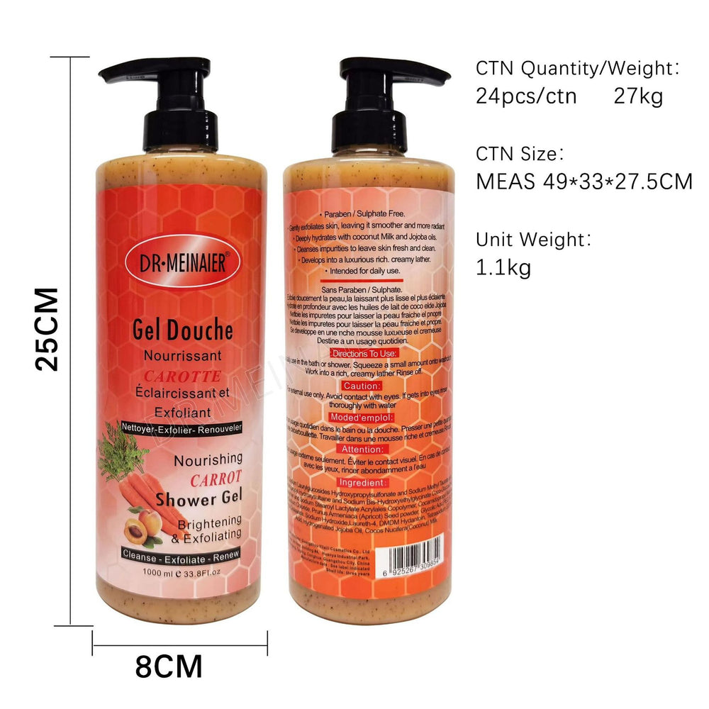 exclusive carrot scrub shower gel deep cleansing, nourishing, removing chicken skin and brightening skin export 1000ml