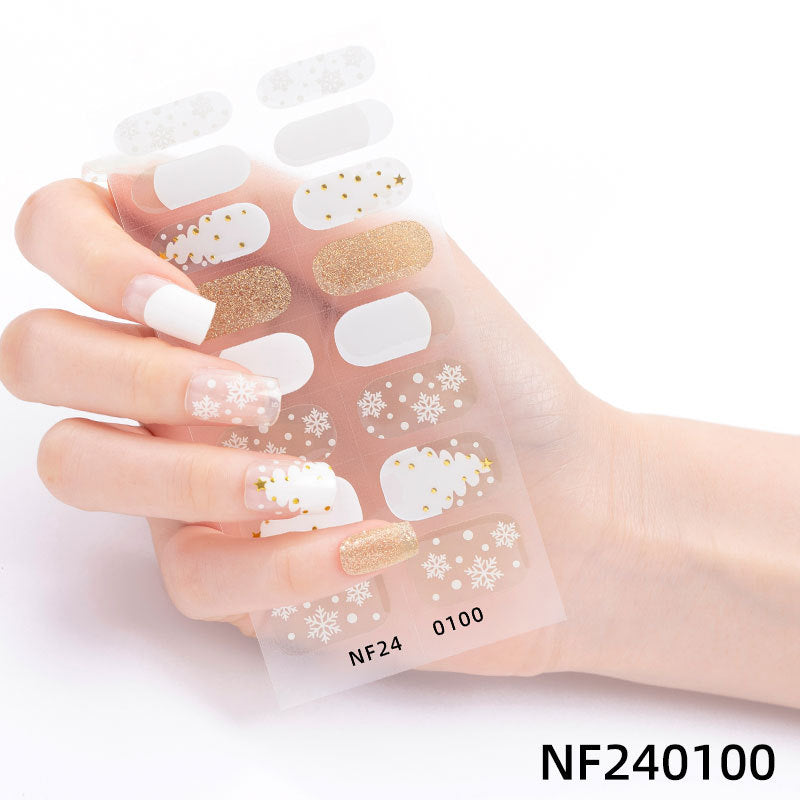 Zhengxiang christmas gel nail stickers waterproof onion powder flash cross-border fashion uv semi-baked manicure stickers full stickers personalized