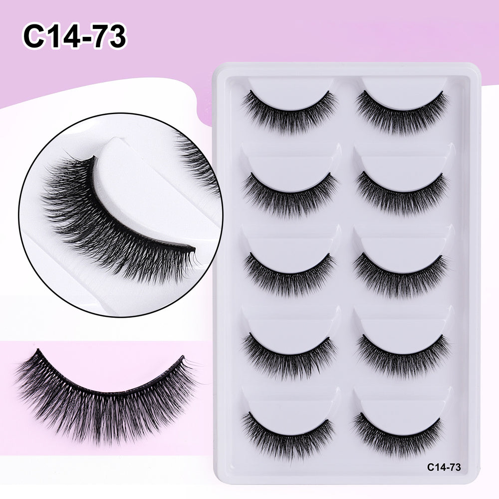 Export fashion fake eyelashes nature slim 5 pairs pack imitation mink hair whole cluster artificial stage eyelashes one piece