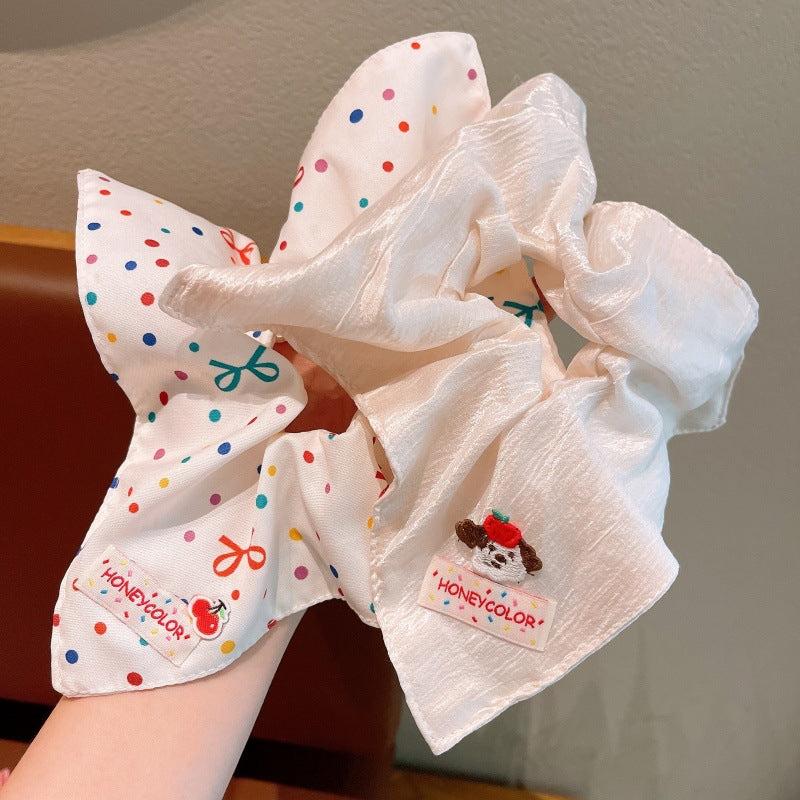 Floral kids square scarf large intestine hair tie girl 2025new arrivaltie ponytail hair rope female princess ball head headwear