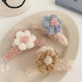 Fall and winterstuffed gripper flower large hairpin furry hair gripper head accessories female back of head casual shark clip