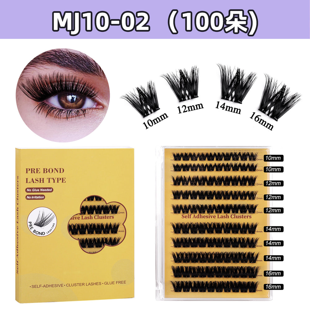 Export style segmented glue-free false eyelashes 10 rows of hard stems thick and thick hair european and american glue-free glue set curling