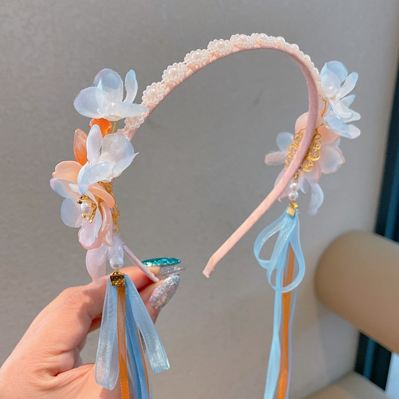 Hanfu headwear kids chinese ancient style elegant hairband girl elegant tassel ancient costume little girl short hair lazy hair accessories