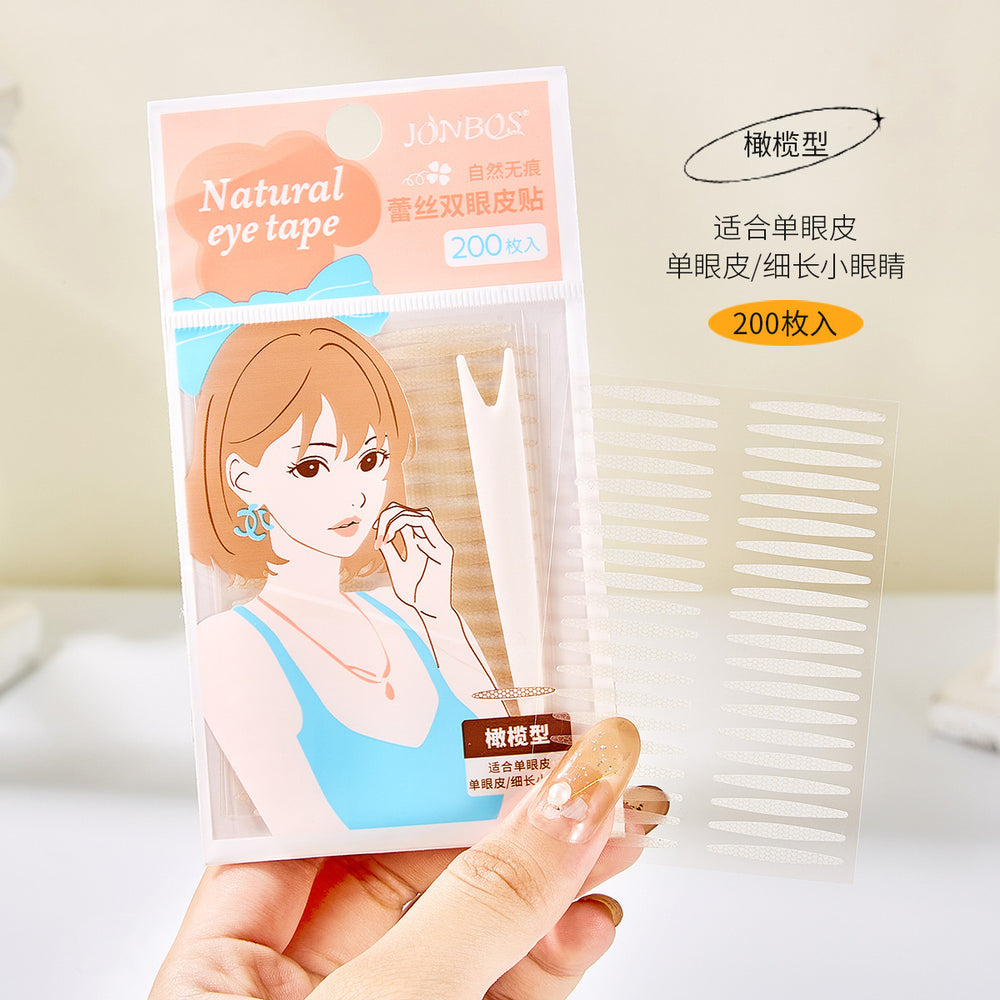 Jonbos single-sided lace eyelid tape - invisible, natural, seamless, realistic double eyelid stickers for puffy eyes