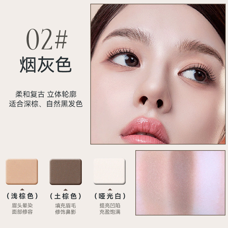Novo monmon velvet mist three-color eyebrow powder waterproof sweat-proof long-lasting smudge-proof eyeliner & under-eye brightener 3-in-1 - beginner friendly