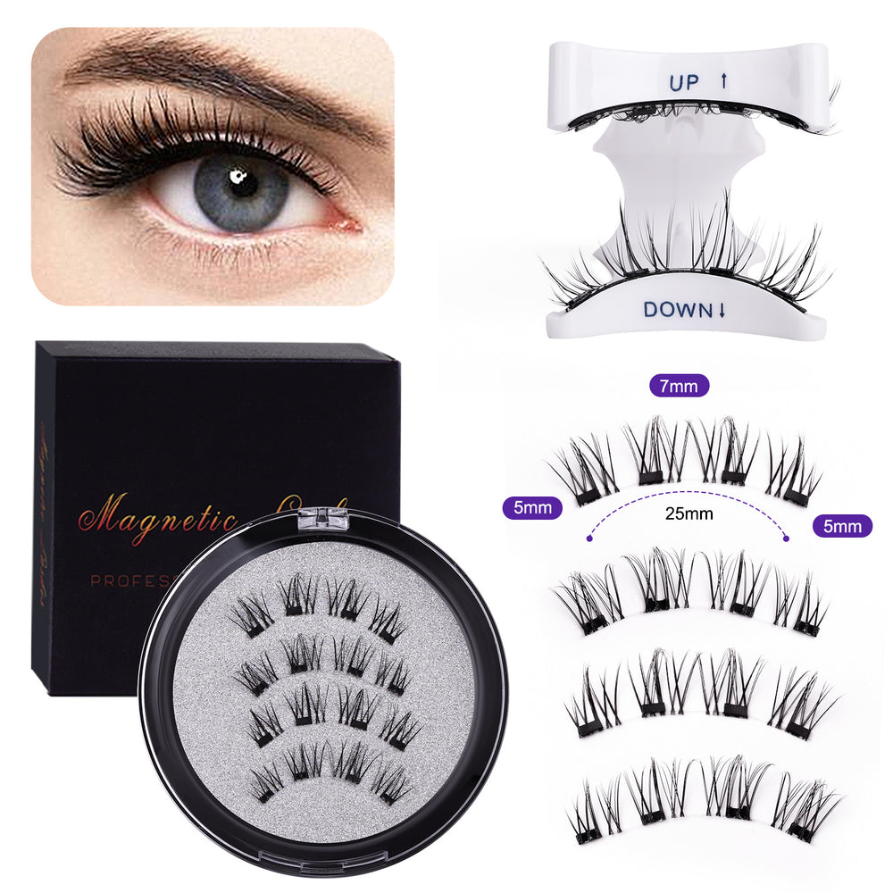 Magnetic false eyelashes - european & american style, four-clip set, glue-free, reusable, magnetic eyelashes