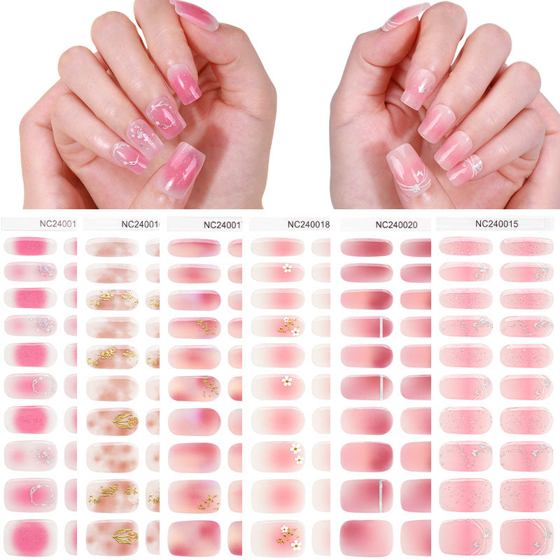 Baking lamp hardening uv second generation gel manicure stickers waterproof hot stamping korean cross-border semi-cured nail stickers personalized