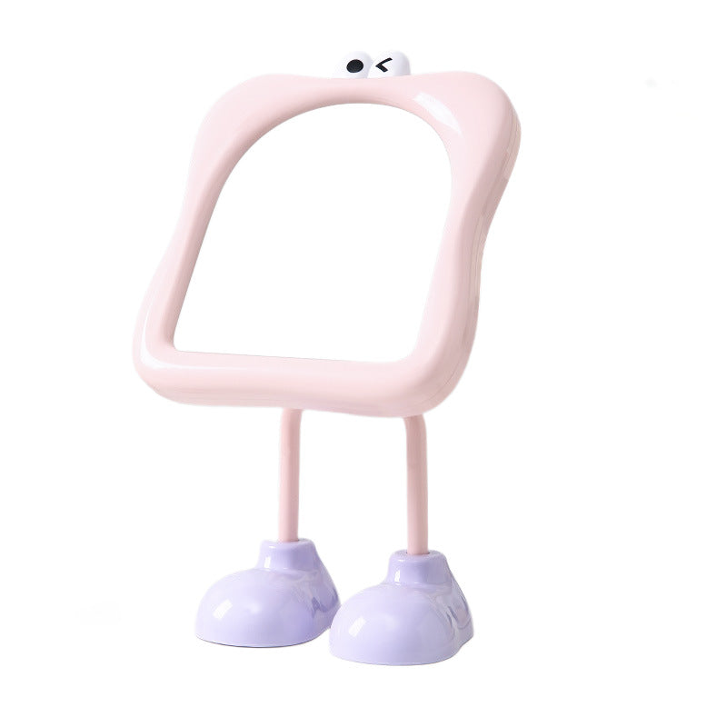 Cartoon big eyes dormitory makeup mirror adjustable desktop plastic storage for home table home glass mirror