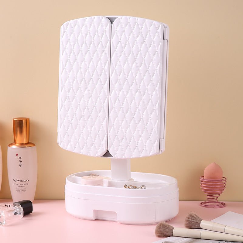 Led makeup mirror with light, rechargeable vanity mirror, desktop rotating fill light mirror, plastic storage, home & living