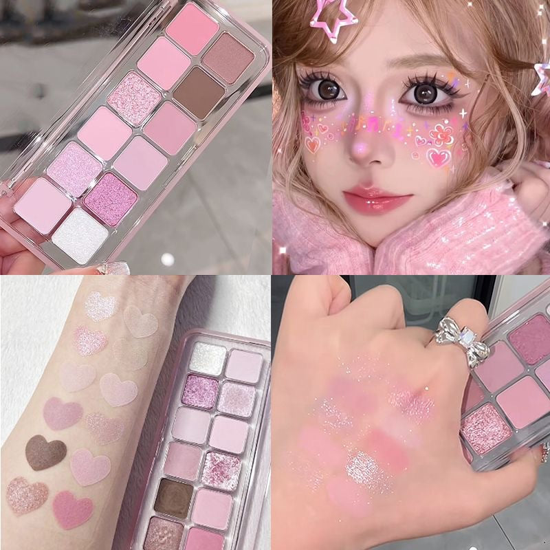 Capel fruit & vegetable 12-color eyeshadow palette - shimmer, matte, and glitter - european & american style dragon fruit pink & black eyeshadow palette - spicy girl makeup