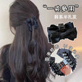 Black double-sided satinbows gripper small princess head bangs hair clip side forehead elegant half-grip hair clip
