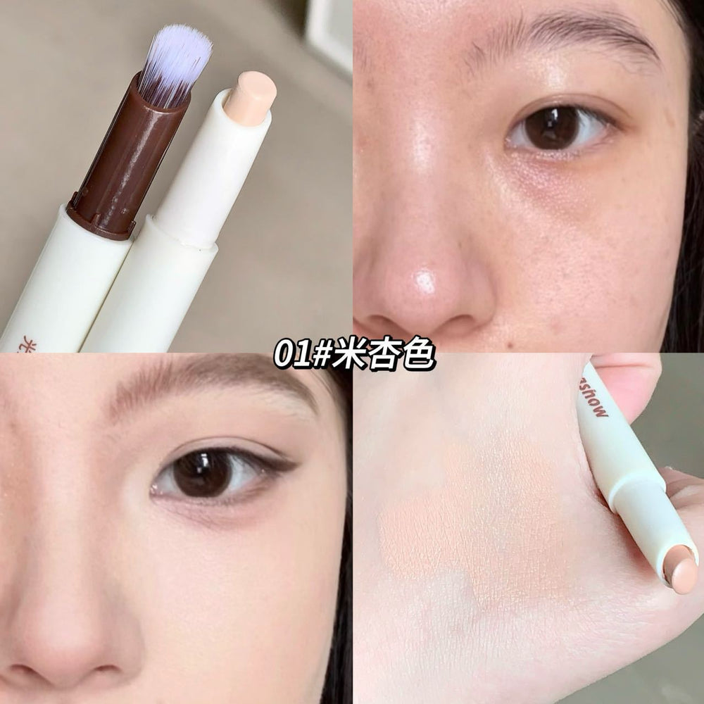 Kakashow double-ended concealer pen waterproof anti-sweat concealer for acne marks, dark circles, tear troughs, and lying silkworm concealer