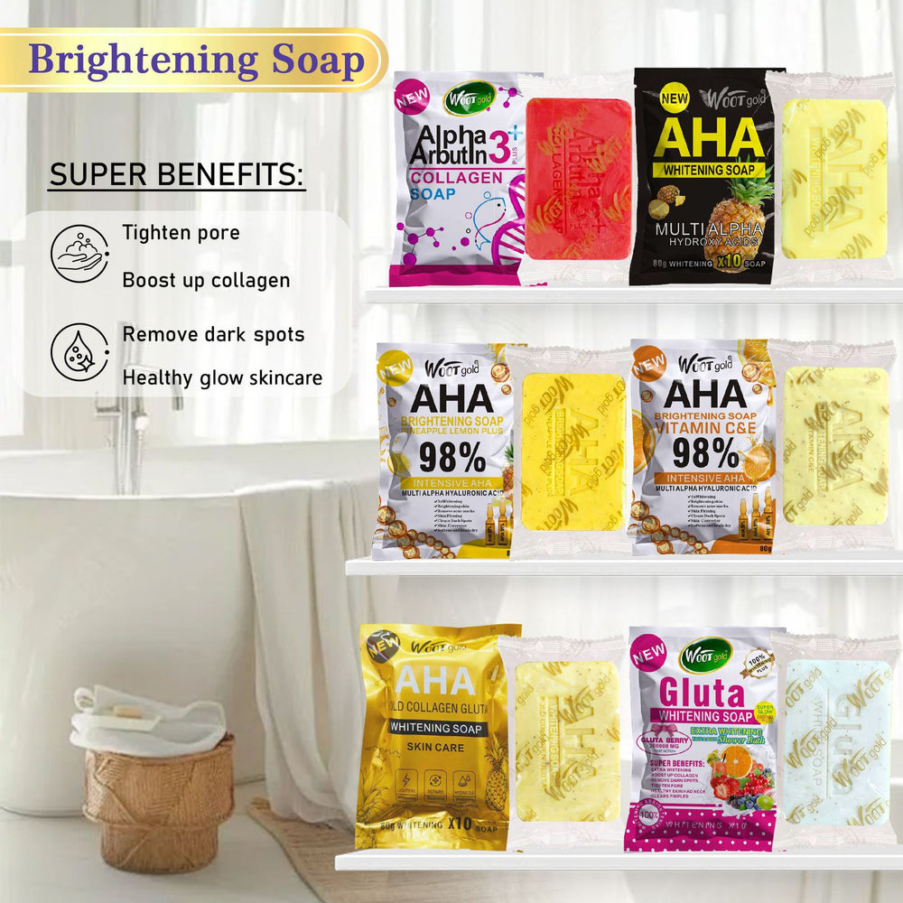 soap bagged soap turmeric aha fruit soap arbutin brightening moisturizing cleansing scrub 80g
