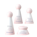 Ready-to-ship cosmetic glass bottle set packaging, including 120ml lotion/serum glass bottles and 50g cream/jar dispensing containers