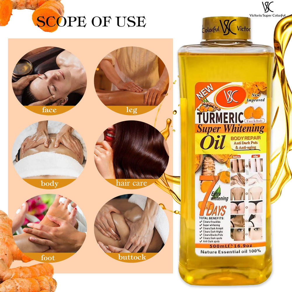 bestselling turmeric essential oil 500ml - almond body oil for moisturizing massage, spa, facial massage, brightening, and dark spot removal