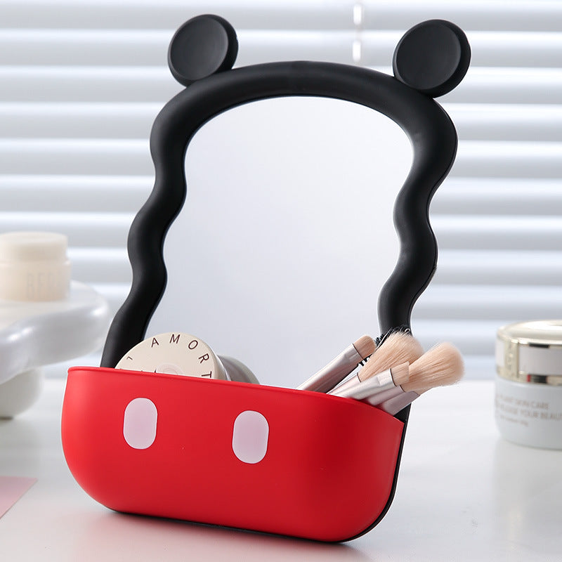 Plastic mickey mouse makeup mirror - desktop, tabletop, student, home, dorm, office, handheld mirror with storage