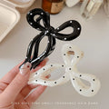 New arrival black and white polka dot ribbon bows large gripper sweetfashion back head plate shark clip fashion gripper