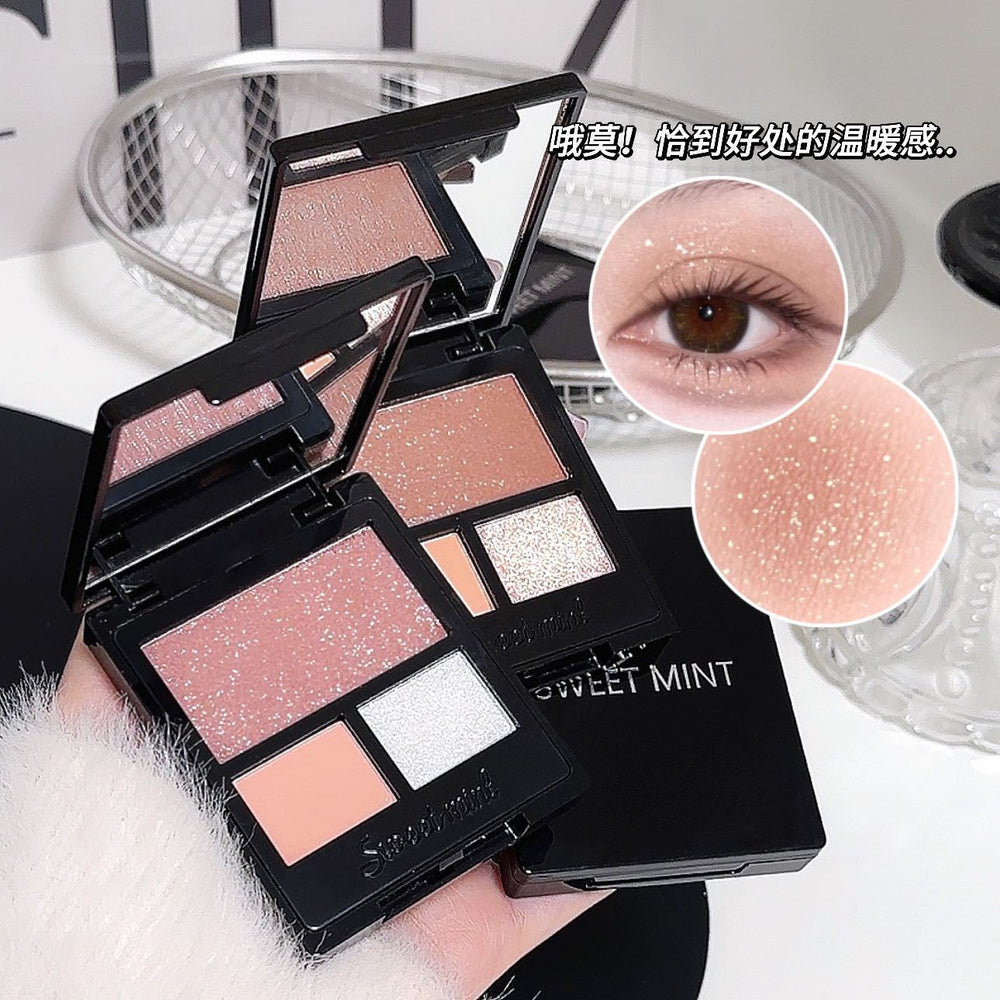 Sweet mint shimmer crystal eyeshadow palette - iridescent, earth tones, perfect for students, everyday commute, and light makeup