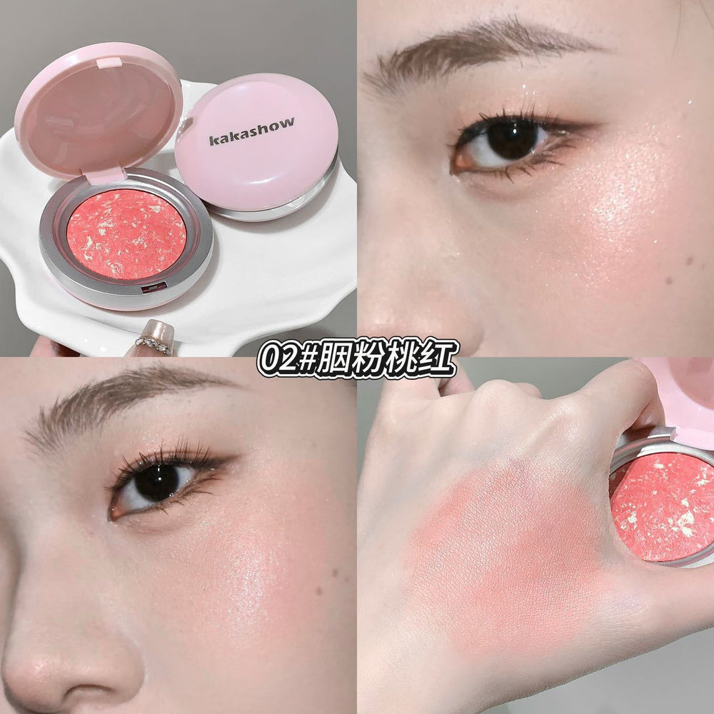 Makeup kakashow tipsy baking baked blush pearlescent fine shimmer korean style atmosphere to enhance complexion whitening rouge