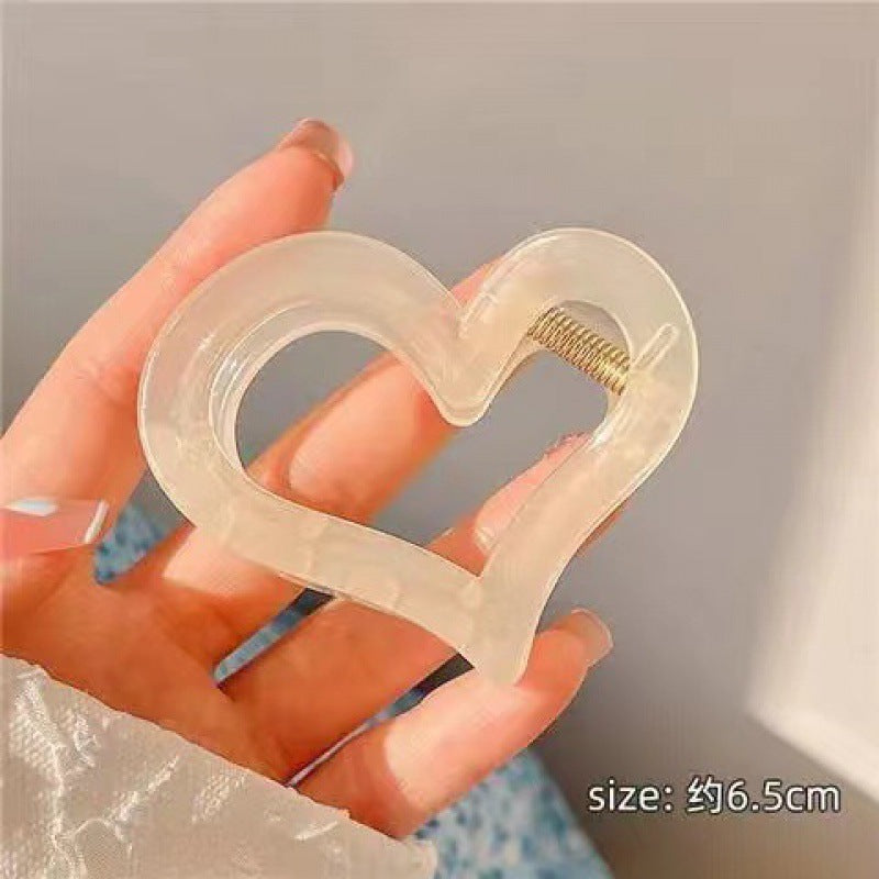 Classy acrylic heart gripper female elegant hairpin back of head hair clip small shark clip headwear