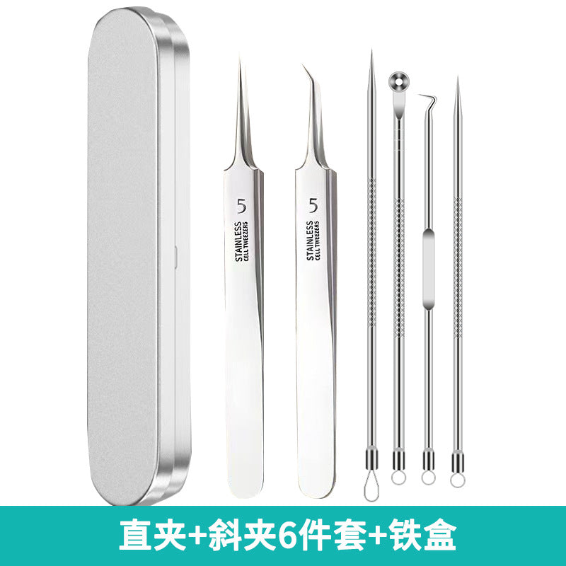 Factory direct stainless steel blackhead remover kit - includes ultra-fine tweezers, blackhead extractor, and acne pimple popping tool