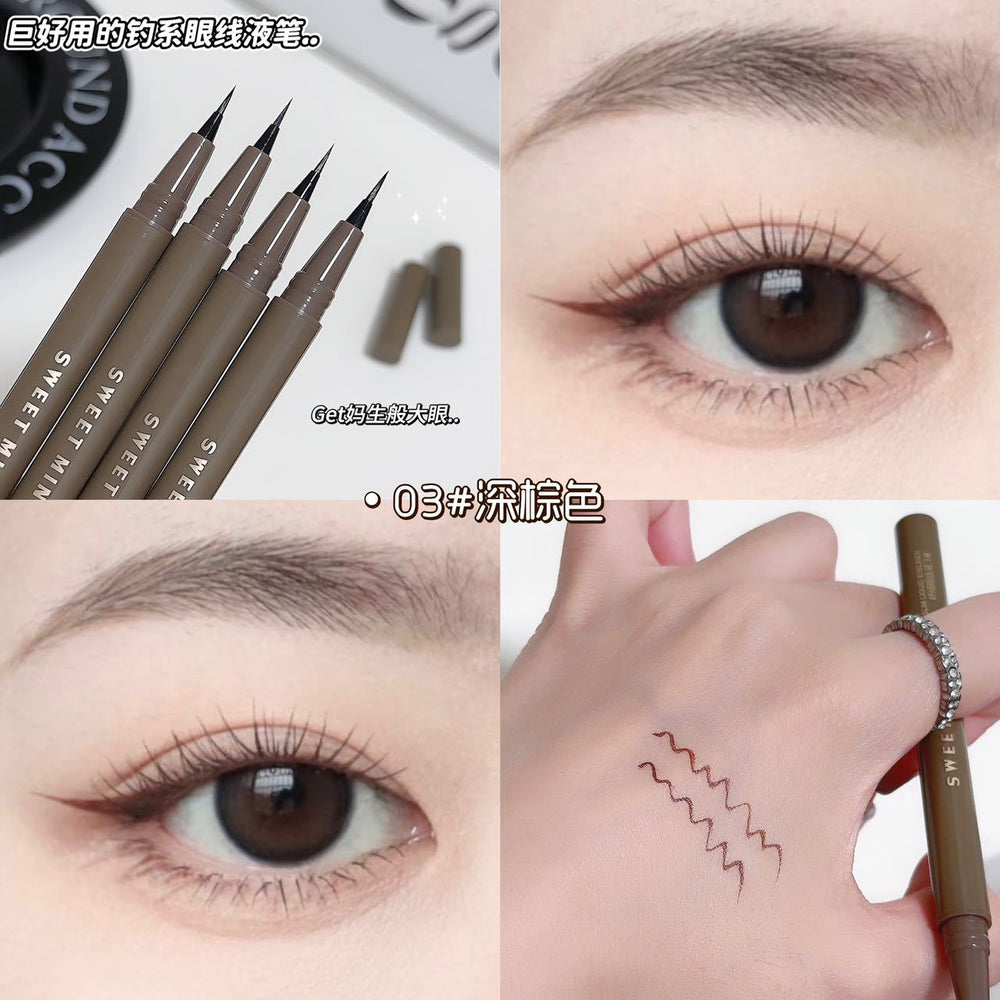 Makeup sweet mint slim eyeliner for women, ultra-fine soft head, waterproof, anti-sweat, non-smudge, lying silkworm eyeliner pen