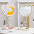 Tulip plastic makeup mirror storage home desktop glass mirror table light luxury rotatable home dressing mirror