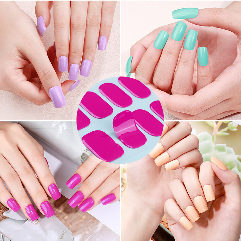 Zhengxiang factory customized korean solid color gel nail stickers uv light therapy semi-cured nail art stickers wholesale amazon