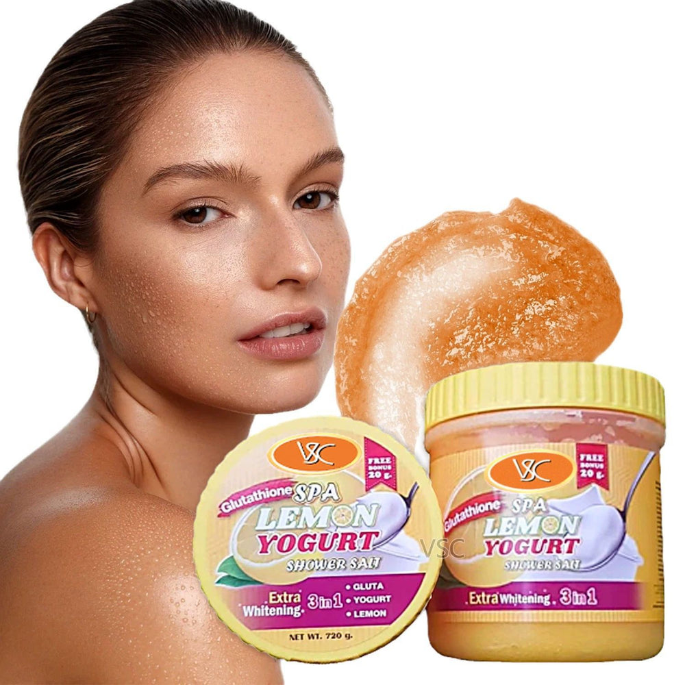 lemon yogurt scrub bath salt - exfoliates, brightens, moisturizes, deep cleansing scrub & body wash 720g