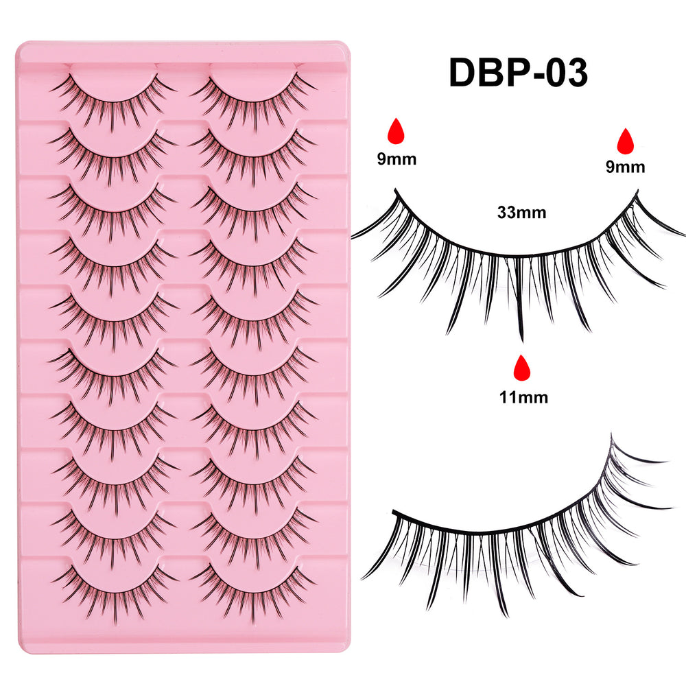 Carefully selected *10 pairs of soft stem and hard stem eyelashes, thick and natural one-piece little devil comic eyelashes glue style