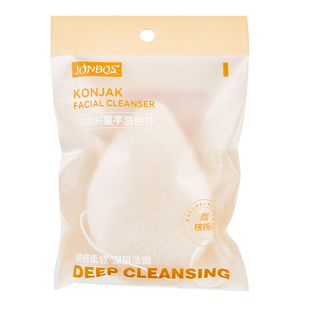 Jonbos konjac facial cleansing sponge - natural walnut shell exfoliating sponge - seaweed sponge for deep pore cleansing