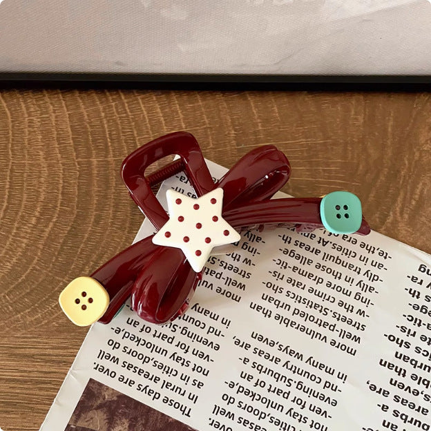 Sweet and fun polka dot star button gripper large bows shark clip hairpin hair clip for large hair volume