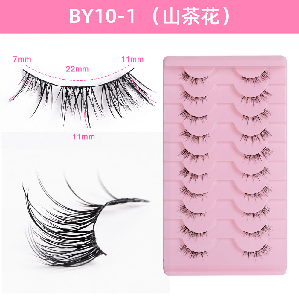 Carefully selected *10 pairs of soft stem and hard stem eyelashes, thick and natural one-piece little devil comic eyelashes glue style