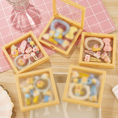 Cute custard bear series hair clip set - sweet & girly bang clips & high-elastic hair ties wholesale