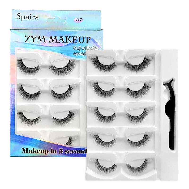 Glue-free self-adhesive false eyelashes for women nature temperature-sensitive black stem self-adhesive one-piece fashion baby straight eyelashes suit