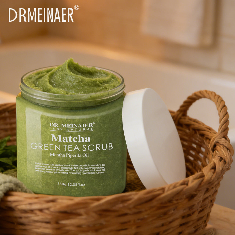matcha green tea body scrub 350g - deep cleansing exfoliator with himalayan bath salts to improve keratosis pilaris (chicken skin)