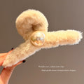 Fall and winterstuffed pearl hair clip for women, large size, back of the head clip, popularclassy shark clip, hairpin headwear