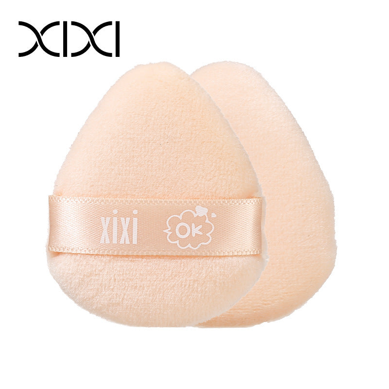 Xixi thumb flocked powder puff - loose powder puff, low dust, beginner-friendly, wet & dry dual-use makeup sponge, 2-pack