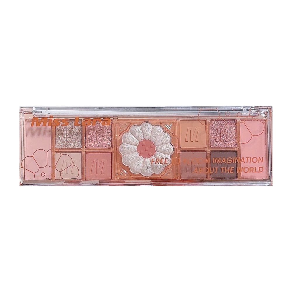 Miss lara twelve color flower eyeshadow palette pearlescent fine shimmer matte everyday earth color novice one palette multi-use