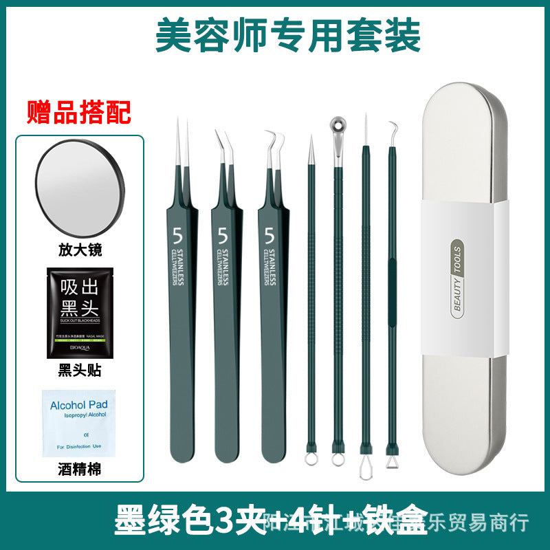 Factory direct stainless steel blackhead remover kit - includes blackhead extractor, pimple popper, and acne treatment tools