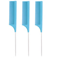 Colorful steel needle tip tail comb 3-piece set hair dyeing comb hairdressing comb hair picking comb hair sectioning rat tail comb
